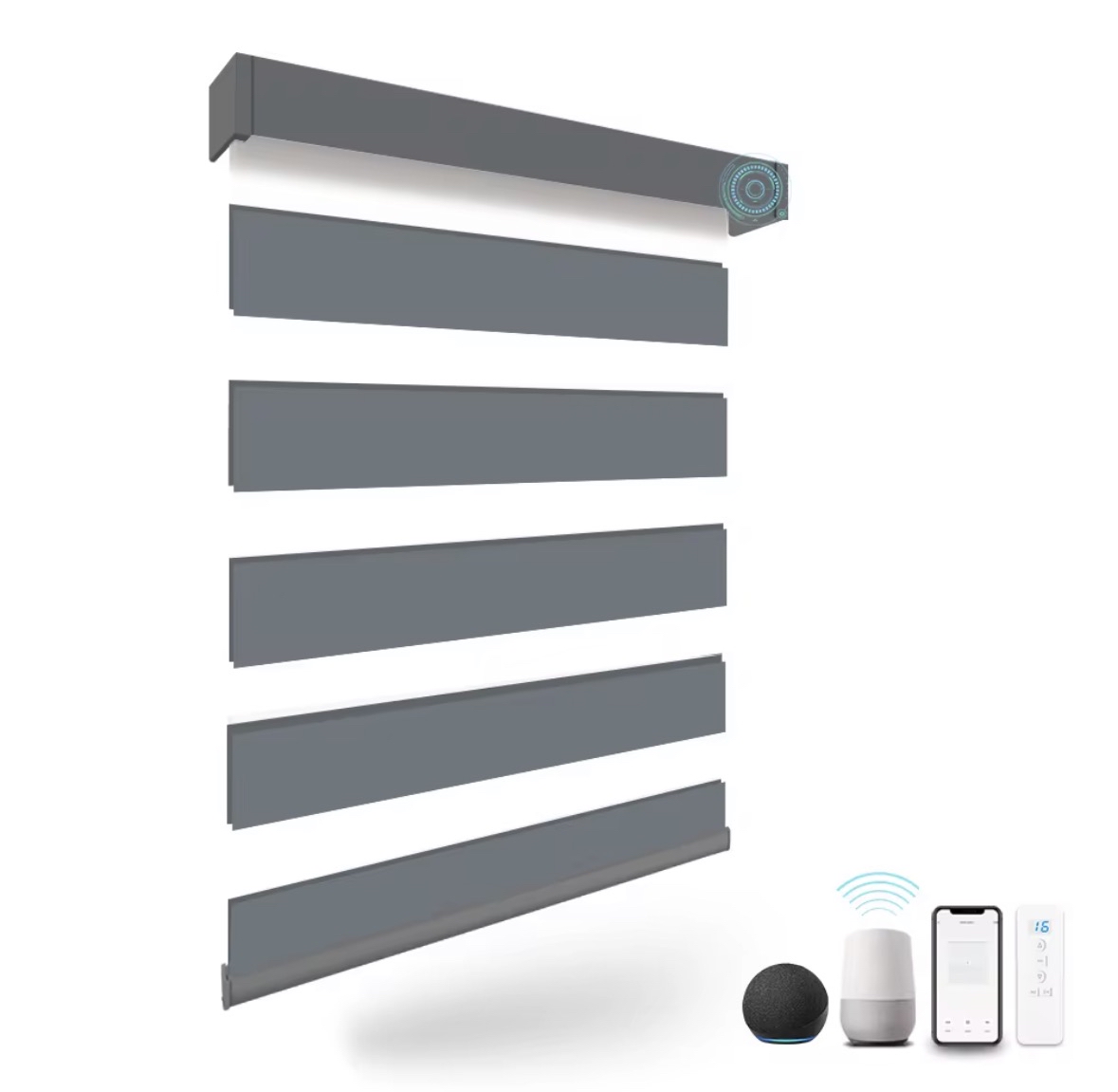 Custom zebra blinds installed in a Michigan living room by DS Blinds